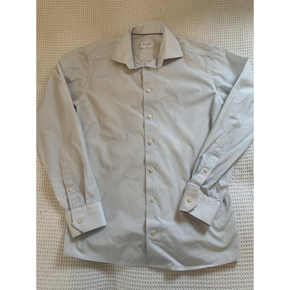 ETON Mens Button Down Shirt  Slim 37 14 1/2 White Long Sleeve